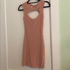 Free People S pale pink cut out neck dress